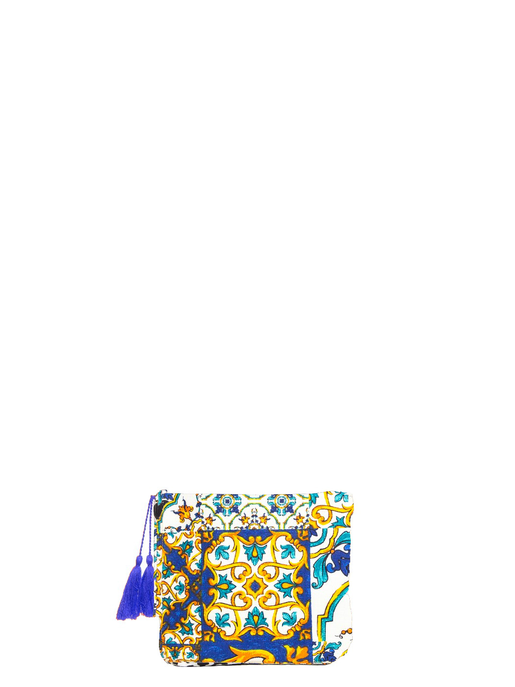 POCHETTE BLUE MAIOLICA, 100% COTTON, M.INDIA